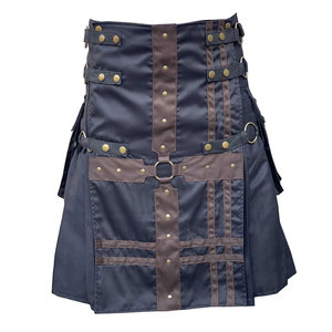 Kilt Escocés para Hombre, Negro y Marrón, de Algodón, con Botones a Presión de Latón, Modelo 2026 - Product Image 1