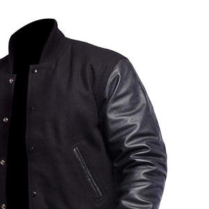 Chaqueta de Béisbol Varsity Clásica con Logotipo Personalizado, Resistente al Viento, para Hombre, Cuerpo de Lana, Mangas de Cuero PU, Estilo Universitario, Moda Urbana - Product Image 4
