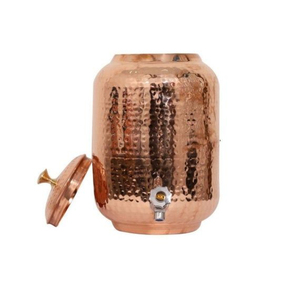 <b>Copper</b> Water Dispenser with Tap Round Vintage Style Large Capacity for Drinking Water Storage and Serving Kitchen Use - Product Image 5