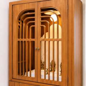 New Vision Premium Durable Wooden Home Temple <b>Mandir</b> Storage Drawers LED Lighting Modern Polished Metal Hanging Pooja Home - Product Image 4