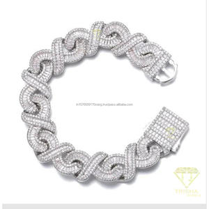 Premium Statement <b>Bracelet</b> with Unique <b>Infinity</b> Link Construction and Fully Flooded Baguette Stone Setting - Product Image 5