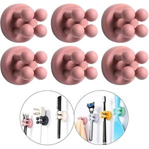 Set di 6 Ganci Adesivi in Silicone per Spazzolini, Chiavi, Cavi, Rasoi, Decorativi e Utilitari per Appendere Accappatoi e Asciugamani - Product Image 1