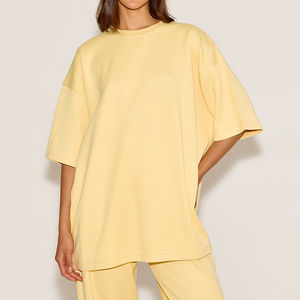 T-shirt oversize en polaire à manches courtes pour femme, col rond, séchage rapide, respirant, imprimé numérique, motifs unis, effet délavé, été - Product Image 3