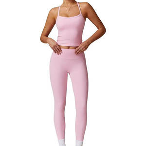 Ensemble de yoga tendance pour femmes, soutien-gorge de sport confortable et leggings d'entraînement, vêtements de sport quotidiens, ensemble de yoga complet pour femmes - Product Image 1