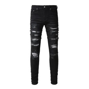Collection de jeans en denim pour hommes, pantalons skinny déchirés et délavés noirs, et pantalons cargo bleus multi-poches décontractés pour hommes - Product Image 1