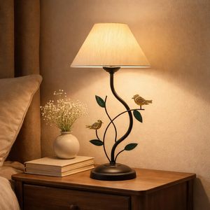 Lampe de chevet contemporaine en métal avec abat-jour en tissu blanc pour la lecture, l'étude, le salon, la décoration de la maison, luminaire - Product Image 3