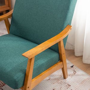 เก้าอี้เดี่ยวทรงโค้งสีเขียวมรกตดีไซน์ผ้าเรียบง่ายไม่มีหัวเข็มขัดสำหรับห้องนั่งเล่น - Product Image 6