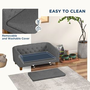 Cuccia Rialzata Grigia per Cani di Piccola e Media Taglia, con Materasso in Memory Foam e Rivestimento Rimovibile in Lino, Letto o Divano per Animali Domestici - Product Image 6