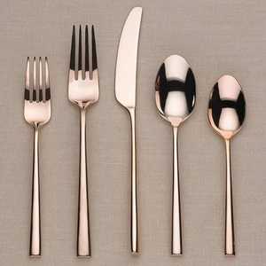 Ensemble de couverts modernes et durables en acier inoxydable doré, vaisselle, couverts de table, finition miroir, non revêtus, cuillère, fourchette, couteau, restaurant - Product Image 5