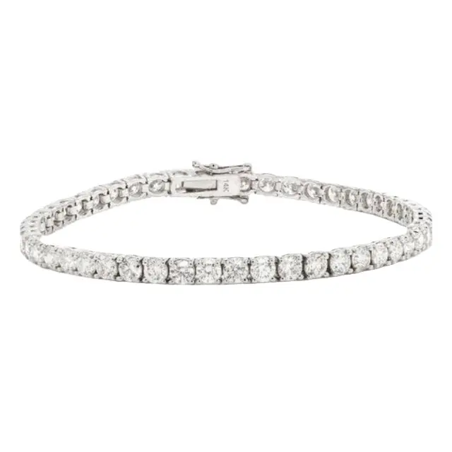 Gelang Tenis Berlian Berbentuk Bulat Dalam 14K Rose White Yellow Gold Bangle Bracelet 8 In/20.32 Cm 11.25 Ctw