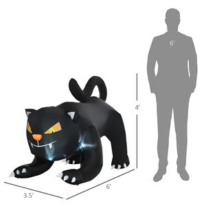 Gatto Nero Gonfiabile di Halloween da 1,9 m, Impermeabile, con LED per Esterni, in PVC e Tessuto Oxford - Product Image 3