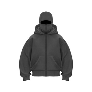 Custom Y2K Clothing Face Cover Blank Baggy Mask Ninja Balaclava Sweatshirts <b>Jacket</b> Men Hoodies With Zipper - Product Image 1