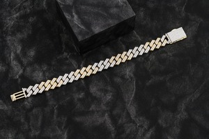Round Brilliant Cut Diamond <b>Charm</b> Bracelet 14K Gold Plated Unisex Hiphop Micro Insert Filled D Color Jewelry GIA Certified - Product Image 4