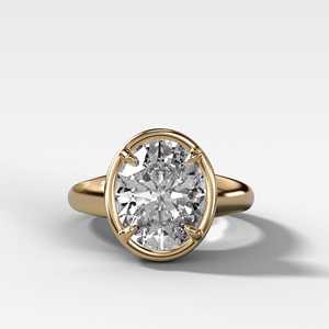 Bagues de fiançailles en diamant ovale de laboratoire 4 carats, serties de larges clos, style minimaliste, pour demande en mariage, en or massif 14K 18K - Product Image 1
