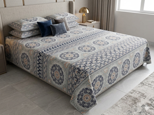 Cubrecama Estampado Floral con Aves, Estilo Bohemio, Moderno, para Todas las Estaciones, con Relleno de Algodón Hecho a Mano, para Uso Doméstico, Estilo Rajasthan - Product Image 2