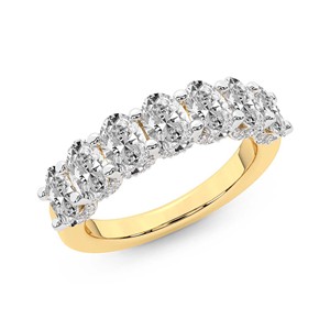 Magnifique alliance de fiançailles et d'anniversaire élégante en or Minerva avec diamant ovale de laboratoire (1 carat) Tw. Or massif 10k/14k/18k VS1 - Product Image 6