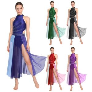 Robe de danse lyrique pour femmes, justaucorps, costume de danse moderne et contemporaine, pour spectacles, robes de danse de salon de luxe - Product Image 1