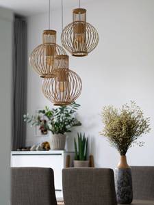 Handmade Rattan Pendant Light Shade Natural Woven Lampshade Boho Hanging <b>Ceiling</b> Lamp Cover for Living Room Dining Room <b>Decor</b> - Product Image 2
