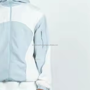 Custom Embroidery Print Logo Two-Piece Set Breathable <b>Nylon</b> Windbreaker Tracksuit Solid Color Block Hooded Jacket Washed - Product Image 4