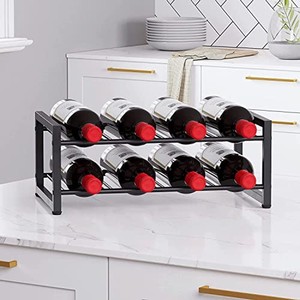 Pine Wood Industrial 8-Bottle Wine Rack <b>Black</b> Metal <b>Frame</b> Wholesale Moradabad - Product Image 3