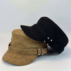 Casquette de baseball rétro automne-hiver à calotte plate pour femme, style coréen, tendance, en daim, pour l'extérieur et l'équitation - Product Image 3