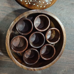 Handcrafted Wooden Spice <b>Box</b> Masala Dabba with 7 Containers Floral Inlay Lid Kitchen Storage Organizer Rustic Gift Set - Product Image 1