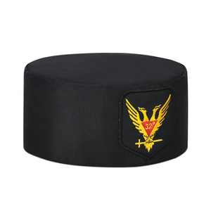 Wings Up Red & Yellow Black Fabric Scottish Rite Crown <b>Cap</b> 32nd Degree Gold Eagle Embroidered Headwear - Product Image 2