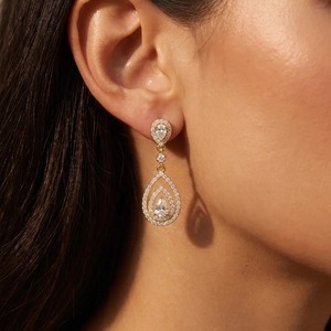 Pendientes de Oro Amarillo Sólido de 9K con Diamante Cultivado en Laboratorio de 1.214CT, Corte Pera, Diseño de Halo, Joyería Fina para Mujer - Product Image 6