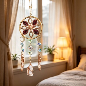 Atrapasueños de diseño colorido, hecho a mano con metal y cristal, decoración colgante para el hogar, jardín, ventana, balcón y como regalo, arte decorativo. - Product Image 4