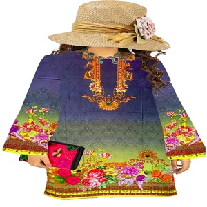 AF Fabrics Vestido cosido de 1 pieza de alta calidad Hermosas camisas de césped con estampado digital elegante para damas hechas de lino de algodón - Product Image 1