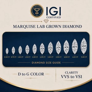 Diamants de laboratoire cultivés CVD/HPHT certifiés IGI, taille marquise, couleur D-G, pureté VVS-VS1, 0,5-5 carats, pour la fabrication de bijoux - Product Image 4