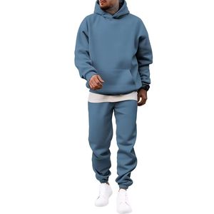 Heavyweight French Terry Boxy Hoodie and Sweatpants Set High Quality <b>Drop</b> Shoulder Oversized Cropped Fleece Custom Tracksuit Set - Product Image 3