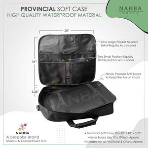 Étui de transport imperméable pour tablier maçonnique, léger, écologique, en tissu Cordura noir souple, avec broderie machine WM/MM pour insignes. - Product Image 4