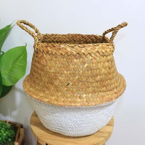 Cesto de Almacenamiento Plegable con Asas, Diseño Nuevo, con Acabado Blanco en Forma de Hoja de Palma, para Ropa Sucia - Product Image 1