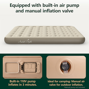 Квин размер портативный надувной матрас автоматический перезаряжаемый насос для домашнего автомобиля отель Кемпинг ткань из ПВХ для кемпинга - Product Image 2