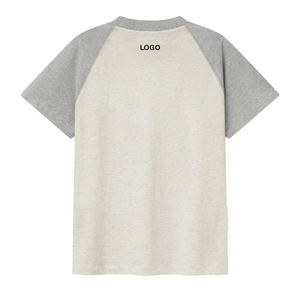 เสื้อยืดแขนสั้นผู้หญิงทรงแร็กแลน คอกลม ตัดต่อสี พิมพ์โลโก้ สไตล์ลำลอง ผ้าถัก 100% คอตตอน ทรงปกติ รับผลิตแบบ OEM ODM - Product Image 2