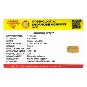3 Carat Oval Cut Yellow Sapphire Loose Gemstone for Fine Jewelry - Product Image 4