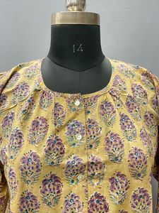 Women's Hand Block Printed Cotton Maxi top Comfortable Breathable Eco-friendly Elegant Designs Bohemian Japan Floral for Girls - Product Image 5