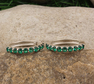 Boucles d'oreilles pendantes en CZ vert naturel, argent sterling 925, forme goutte d'eau de luxe, faites à la main, bijoux de fête pour femmes, vente en gros - Product Image 3