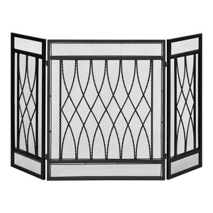 Diamond Wave Metal Fireplace <b>Screen</b> Folding Three Panel Fine Mesh Spark Guard Decorative Steel Hearth <b>Protector</b> - Product Image 5