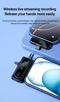 Microphone sans fil portable mini 3 en 1 à clipser, longue autonomie de la batterie pour iPhone, Android, caméra, vlogging