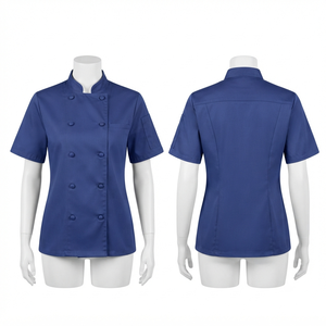 เสื้อเชฟแบบยูนิเซ็กซ์ 180 GSM ผ้าโพลีคอตตอนทวิลล์พรีเมียม แขนสั้น พิมพ์ลายซิลค์สกรีน สีดำแดง แต่งขอบตัดกัน ทรงเข้ารูป - Product Image 5