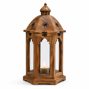 Farol de vela de madera hecho a mano para una decoración del hogar tranquila, que crea un ambiente cálido con artesanía natural. - Product Image 2
