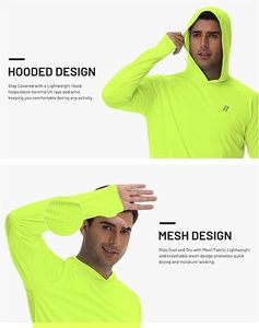 Camiseta Informal de Manga Larga con Capucha para Hombre, Color Verde Neón, de Secado Rápido, Corte Regular, para Verano - Product Image 2