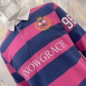 เสื้อรักบี้ลายทางสโนว์เกรซแขนยาว ปกคอพับ ปักโลโก้ ทรงปกติ สำหรับผู้ใหญ่ ทุกฤดูกาล - Product Image 6