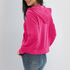 Best Clothing Winter Streetwear Ladies <b>Velvet</b> Hoodies Top Seller Drop Shoulder <b>Velvet</b> Zipper <b>Hoodie</b> For Woman - Product Image 5