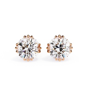 Boucles d'oreilles clous de luxe de qualité supérieure, 1,5 carat chacune, taille ronde, en or massif 14 carats, diamants de laboratoire certifiés IGI, bijoux pour femmes, boucles d'oreilles tendance - Product Image 2