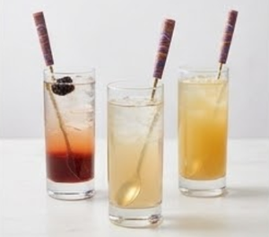 Cuillère à cocktail moderne en or avec manche marbré violet, outil de mélange réutilisable pour cocktails - Product Image 3