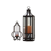 Lanterne suspendue vintage en métal, style marocain, en fer forgé brun antique, avec panneaux en verre, pour intérieur