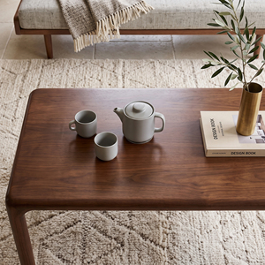Mesa de Centro de Madera de Roble Natural Hecha a Mano, Estilo Moderno de Mediados de Siglo, Estructura de Roble Sólido, Duradera, Fácil de Limpiar, Mueble para Sala de Estar, Garantía de 3 Años - Product Image 1